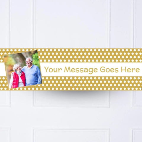 Gold Polka Personalised Party Banner