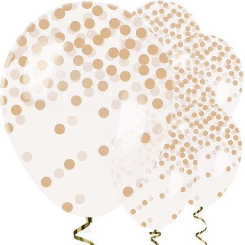 Gold Printed Confetti Latex Balloons - 11"