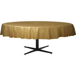 Gold Round Tablecover - Plastic - 2.1m