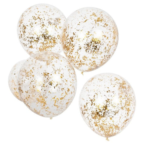 Gold Shredded Confetti Balloons - 12" Latex