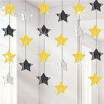 Gold Silver & Black Star Hanging Strings Decoration - 2.1m