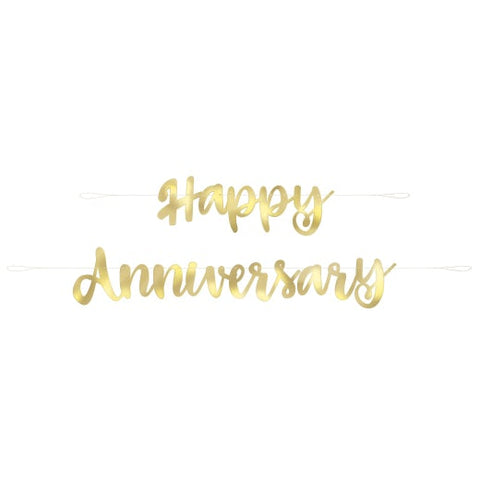 Happy Anniversary Gold Script Banner