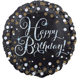 Happy Birthday Silver & Black Sparkling Bouquet of 5 Balloons