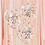 Hello 21 Confetti Balloons - 12" Latex
