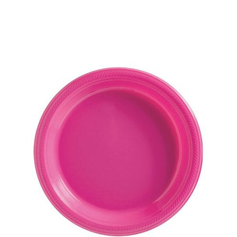 Hot Pink Plastic Plates - 18cm