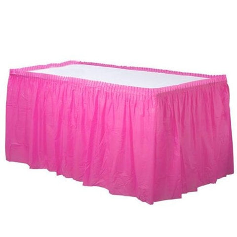 Hot Pink Plastic Tableskirt - 73cm x 4.2m
