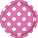 Hot Pink Polka Dot Paper Party Plates - 23cm