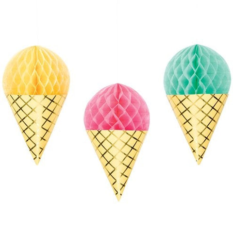 Ice Cream Honeycomb Hanging Cutouts