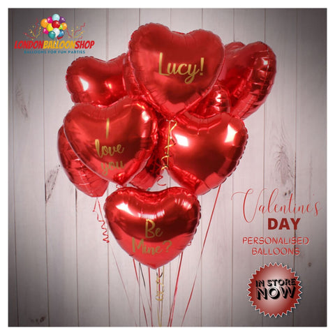 Personalised Valentines Special Heart Foil Balloon - 18" Bouquet