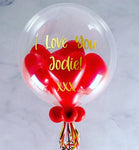 Personalised Love Special Clear Bubble Balloon with Red 5" Balloons Inside