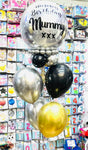 Personalised Orbz Balloon Bouquet - Extreme Chrome (Silver, Black and Gold)