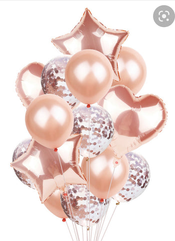 Rose Gold Confetti Balloon Bouquets