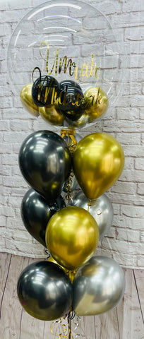 Personalised Gold  Inflated Orb Balloon Bouquet