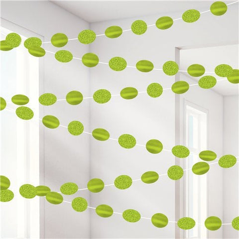 Lime Green Glitter Hanging String Decorations - 2.1m