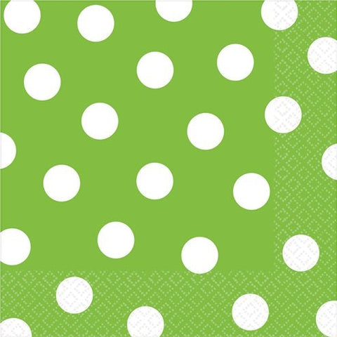 Lime Green Polka Dot Napkins - 33cm