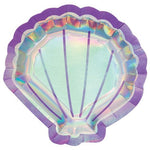 Mermaid Shine Iridescent Shell Shaped Paper Party Plates - 19cm