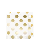 Metallic Gold Dot Beverage Paper Napkins - 25cm