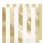 Metallic Gold Stripe Paper Napkins - 33cm