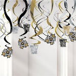 Metallic New Year's Eve Hanging Swirl Decorations - 60cm