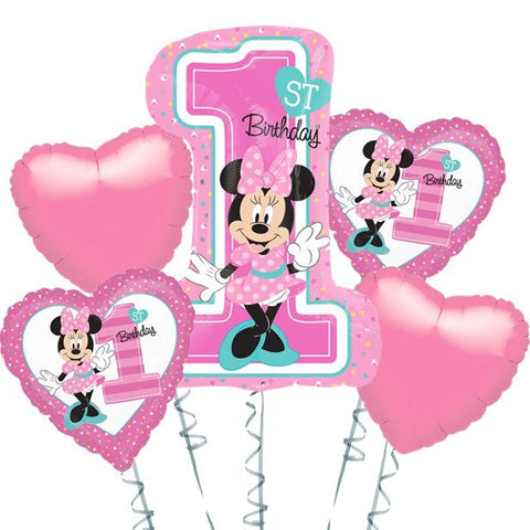 Minnie Mouse 1st Birthday Balloon Bouquet - Assorted Foil