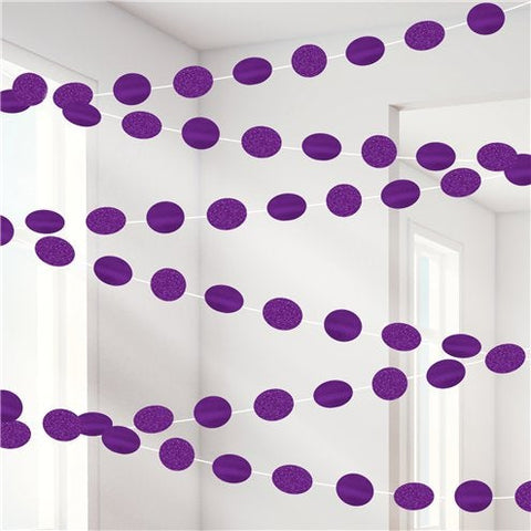 New Purple Glitter Hanging String Decorations - 2.1m