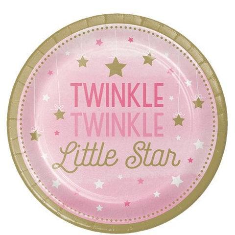 One Little Star Girl Paper Party Plates - 23cm