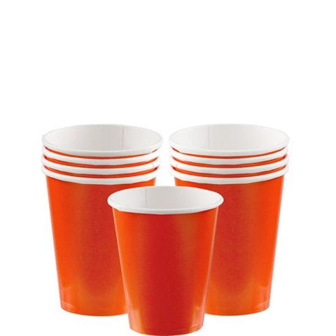 Orange Paper Party Cups - 266ml