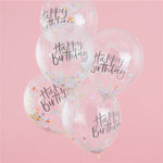 Pastel Confetti Happy Birthday Balloons - 12" Latex