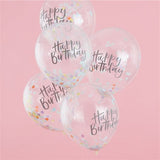 Pastel Confetti Happy Birthday Balloons - 12" Latex
