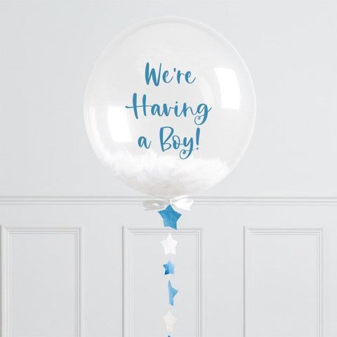 Personalised Baby Blue Felt Star Bubble Balloon