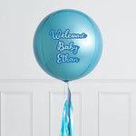 Personalised Baby Blue Inflated Orb Balloon
