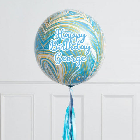 Personalised Baby Blue Marble Balloon