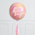 Personalised Baby Pink Marble Balloon