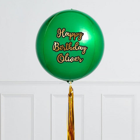 Personalised Emerald Green Inflated Orb Balloon