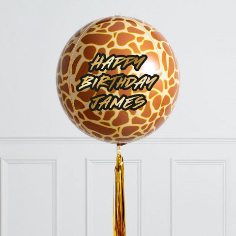 Personalised Giraffe Inflated Orb Balloon