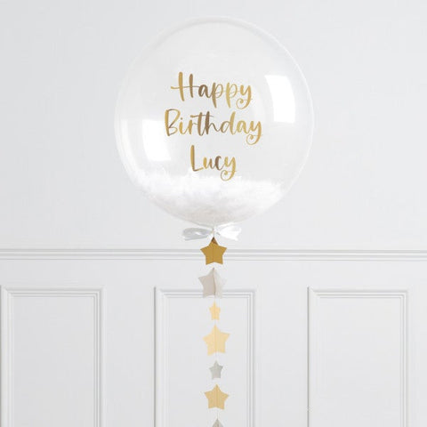Personalised Gold & Silver Star Bubble Balloon