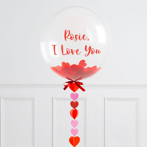 Personalised Loved Up Heart Bubble Balloon