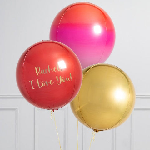 Personalised Loved Up Inflated Orb Balloon Trio