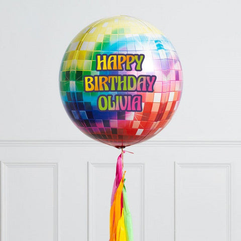 Personalised Neon Disco Inflated Orb Balloon