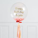 Personalised Peach Tassel Bubble Balloon