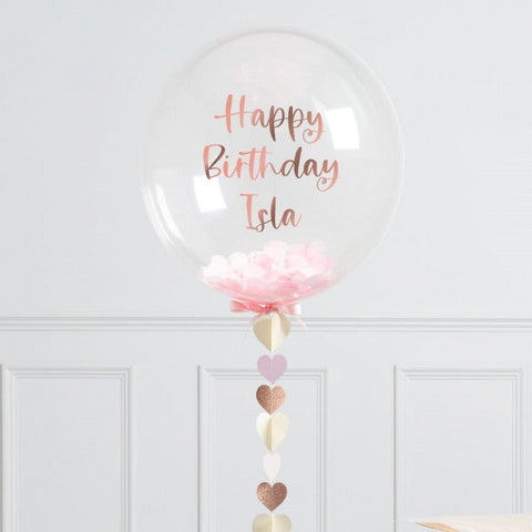 Personalised Rose Gold Heart Bubble Balloon