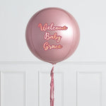 Personalised Rose Gold Plume Inflated Orb Balloon