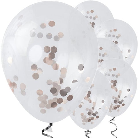 Pick & Mix Rose Gold Confetti Balloons - 12" Latex