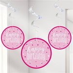 Pink Birthday Glitz Hanging Swirls - 80cm