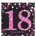 Pink Celebration Age 18 Lunch Napkins - 33cm