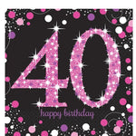 Pink Celebration Age 40 Lunch Napkins - 33cm