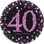 Pink Celebration Age 40 Paper Party Plates - 23cm