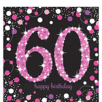 Pink Celebration Age 60 Lunch Napkins - 33cm