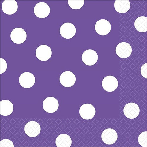 Purple Polka Dot Napkins - 33cm