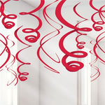 Red Hanging Swirls Decoration - 55cm